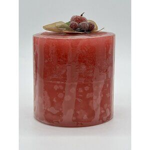 Vintage Lumina Pacific Red Christmas Candle With Frosted Strawberry 5x4”